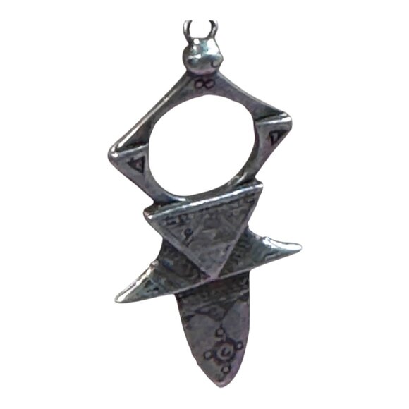 Vintage Tuareg Cross Sterling Silver Tribal Dangle Earrings Geometric Cutout 2" - Picture 2 of 8